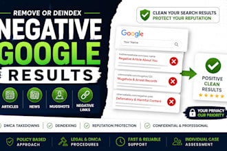 remove and deindex negative google links, articles, mugshots and news