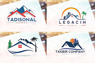 design unique real estate,home,property,monogram,construction and company logo