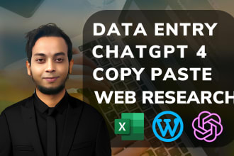 do any data entry and web research, copy paste or typing job