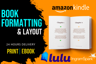 do book formatting, layout design and KDP ebook format