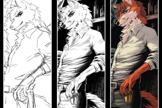 draw furry, animals, and pets in anime manga style