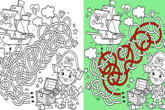 mazes coloring page KDP