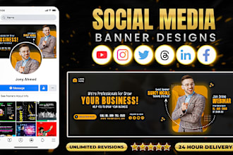 design linkedin banner, youtube cover, and twitter header