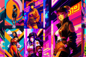 create 90s retro style anime art for you