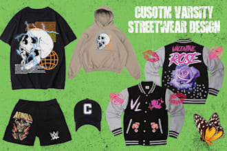 make streetwear clothing design brand logo or custom hoodie t shirt designs