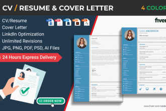 design resume, CV and rewrite cover letter with linkedin