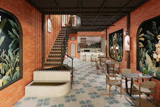 design restaurant, cafe, and coffee shop interior with 3d visualization