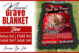 customize memorial grave blanket, banner, and  tshirt