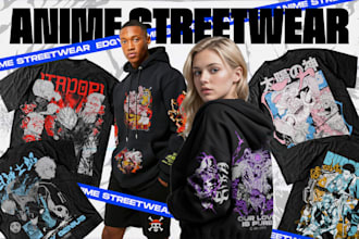 design edgy anime manga streetwear t shirt