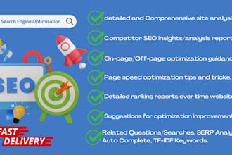 website SEO audit report, keyword research, and competitor analysis