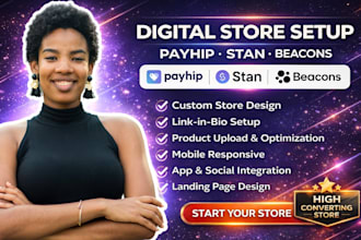 setup payhip ecommerce design stan store payhip digital products beacon ai pages