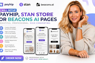 setup payhip digital products store design stan store or beacons ai pages