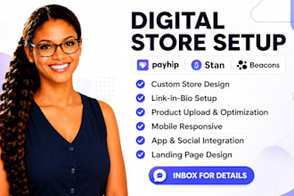 setup payhip digital products store design stan store or beacons ai pages
