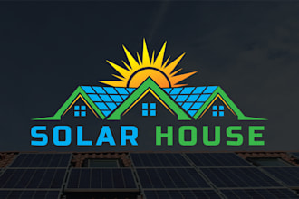 electrical, hvac, solar panel, energy, power, home logo design