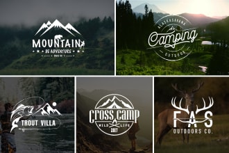 do 2 outdoor and fishing, retro,vintge,deer, mountain hiking, logo within24,hors