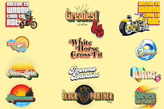design 3d 70s vintage retro typography , t shirt logo