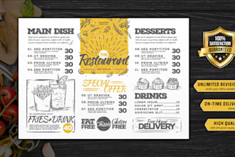 design attractive, eye catching food menu