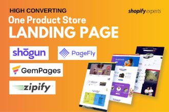 one product shopify store with pagefly gempages wix wordpress elementor