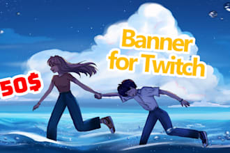 draw design a cool  banner for twitch