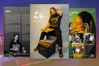 design epk kit, artist press kit, one sheet for author