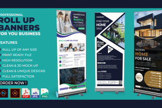 do create awesome and unique roll up banner design in 6 hours