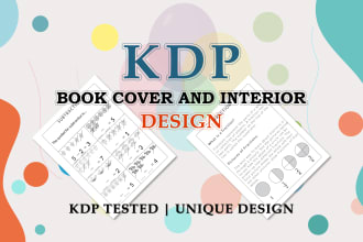 design math activity book cover, and interior design for KDP