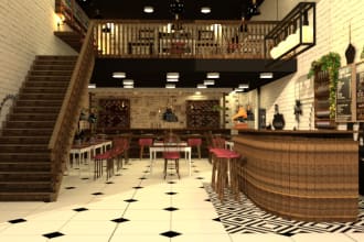 design and render cafe office  hospital and home for you