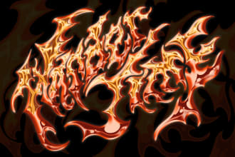 custom lettering font or 3d chrome logotype