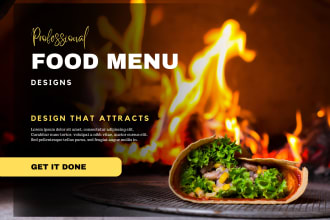 create stunning designs for your food cafe, bar menu cards