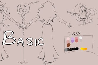 draw concept sketches and character pages for ocs