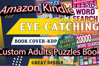 create puzzles book cover for kdp
