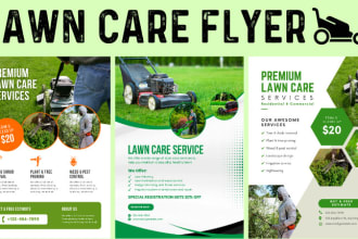 design a lawn care landscape flyer mowing services postcard