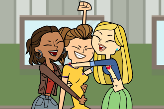 draw charcaters interaction in the total drama art style