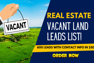 provide vacant land and vacant home leads with skip tracing