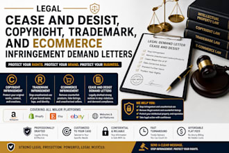 legal cease and desist, copyright, trademark, and ecommerce infringement letters