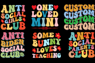 groovy retro wavy typography svg cut files t shirt design