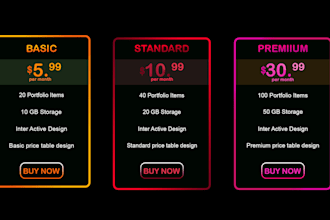 design amazing pricing table, pricing menu, and price list