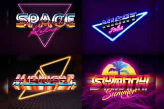 do 80s retro logo with shining chrome effects vintage design