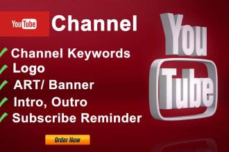 create, setup youtube channel with logo, banner art, for you