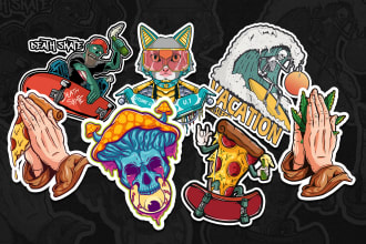 create custom illustration for sticker pack design