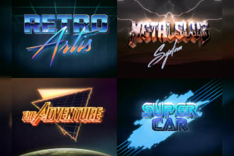 do retro logo of 80s shining chrome effectsfuturistic design