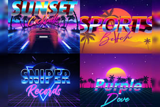 create unique chillwave 80s logo designs with neon effect