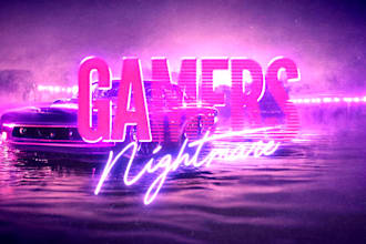 make 80s logo design by vintage chrome neon effects