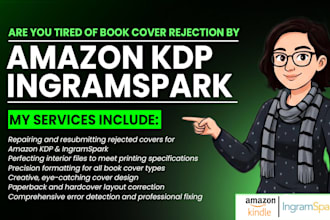 fix, edit, resize, redesign, format book cover for amazon kdp, ingramspark