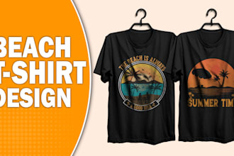 create custom beach and summer t shirt design for pod business