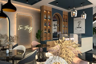 design and 3d render restaurant,office and commercial fast