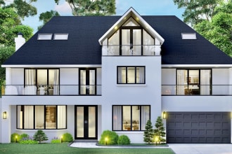 do house 3d exterior design,sketchup modelling, 3d rendering
