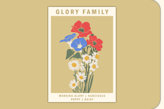 draw custom birth flower bouquet poster, fathers day gift