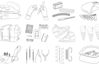 draw detailed vector line art of your product