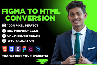 convert psd to HTML, figma to website, figma to HTML responsive website